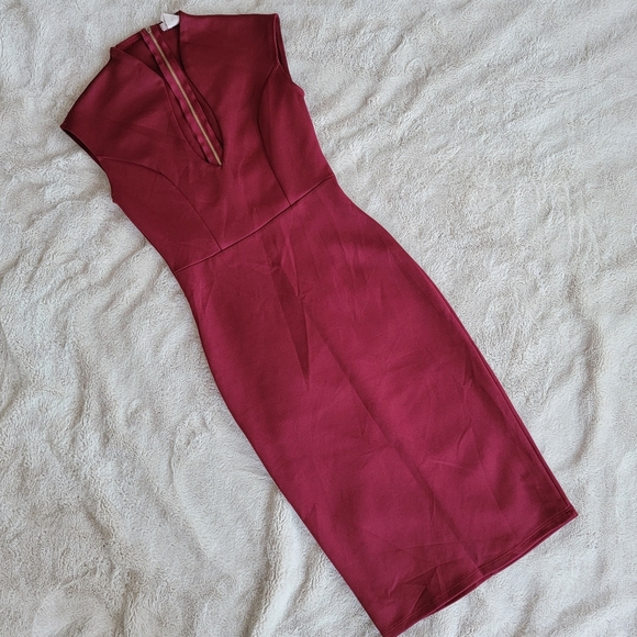 Red Scoop Midi Dress - Picture 1 of 4